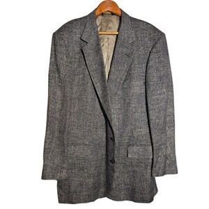 Jaymar Blue Raw Silk Sport Coat Size 44 L Two Button Single Breasted Blazer